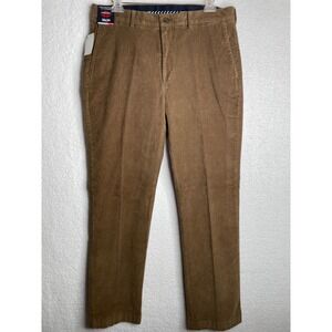 Roundtree & Yorke 36 x 34 Stewart Cassic Fit Flat Front Corduroy Brown NWT